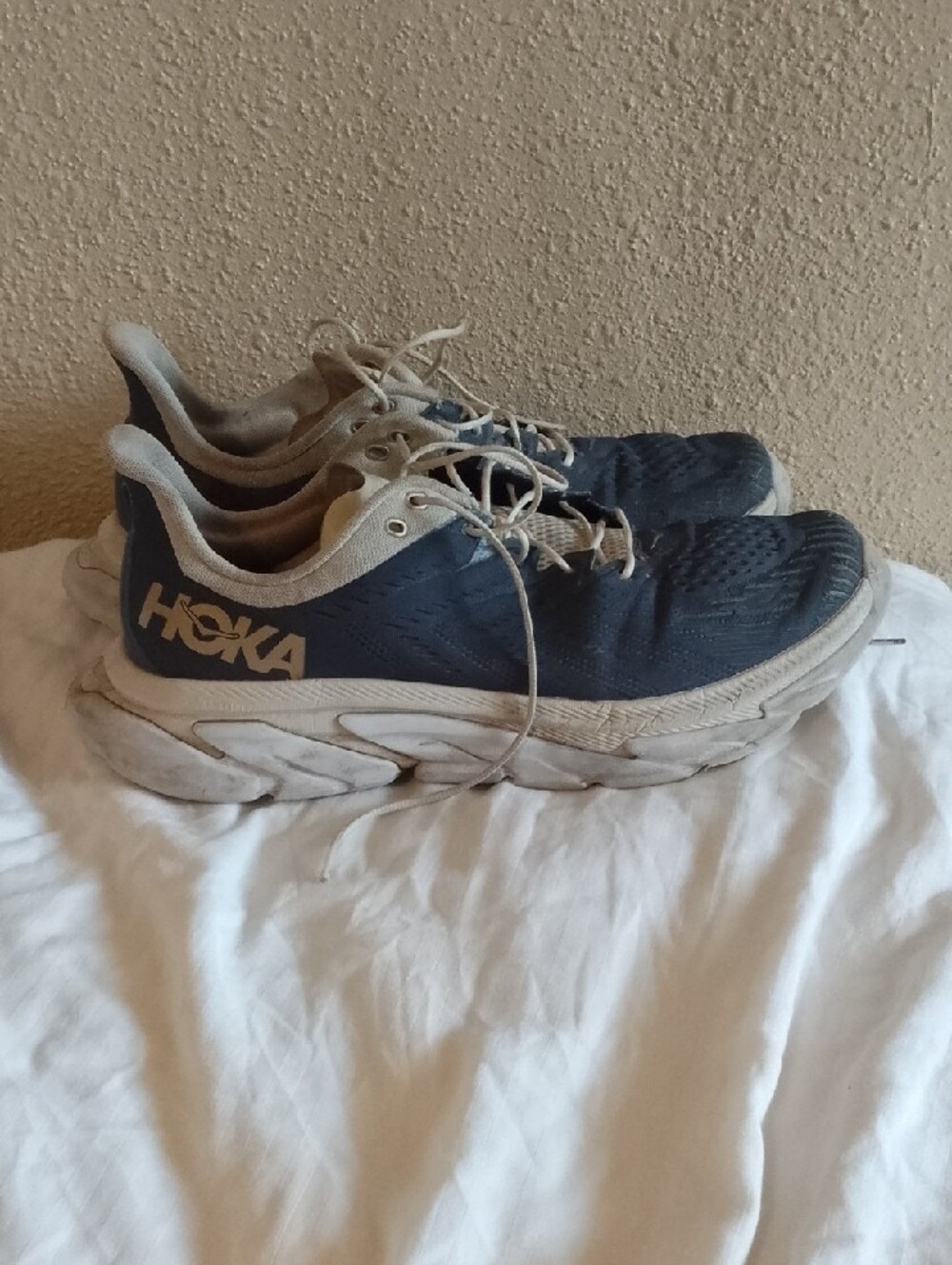 Hoka Men's Navy and Beige Athletic Running Shoes - Picture 3 of 7